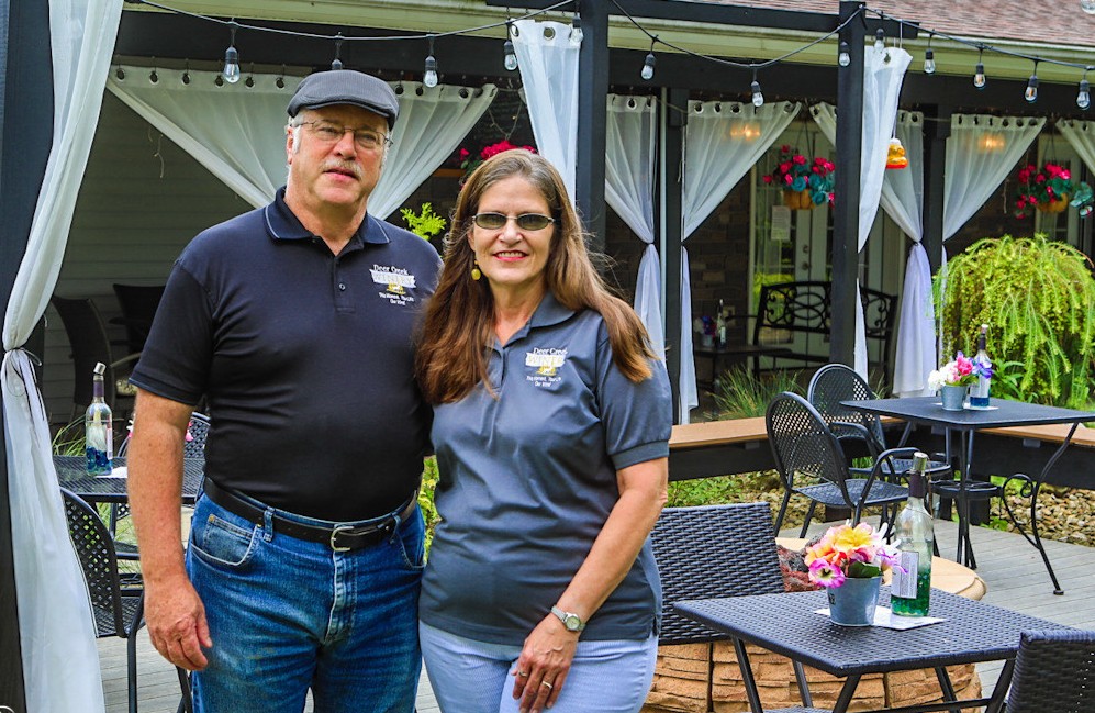 Denny & Rhonda Brooks in front of their Shippenville location winery. 2020